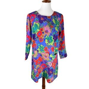 J.Crew Factory Jules Floral Dress Size 8 | Bold Vibrant Print - Patch Pockets
